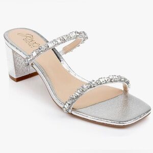 NEW Jewel Badgley Mischka Alessia Block Heel Slides without Box Size 7
